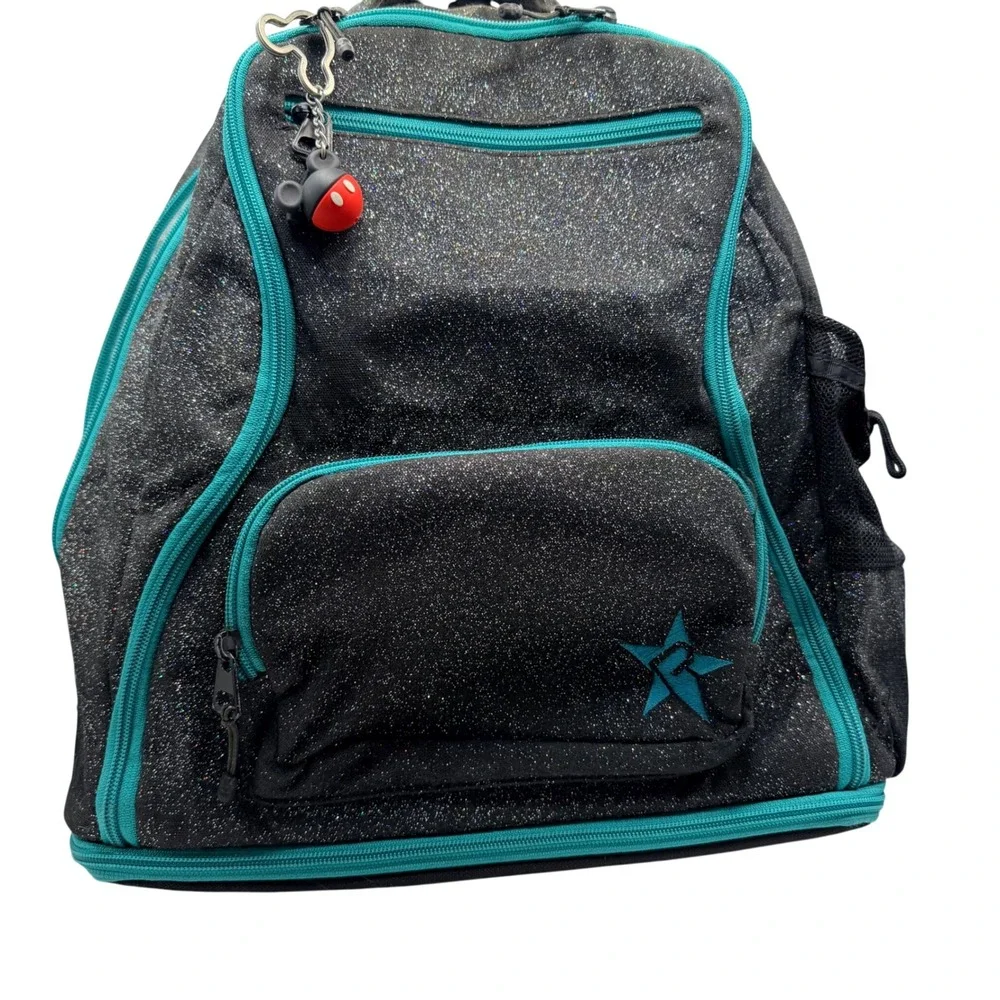 Rebel Athletic Dream Backpack Black Glitter Teal Accents Cheer Athletics